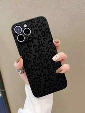 Custodia telefono spessa antigoccia nera leopardata per iPhone Samsung Redmi modelli elegante