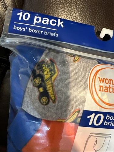 Wonder Nation Boys Underwear Soft Cotton Boxer Briefs 10-Pack, Sz 14/16 XL Husky - Picture 3 of 6