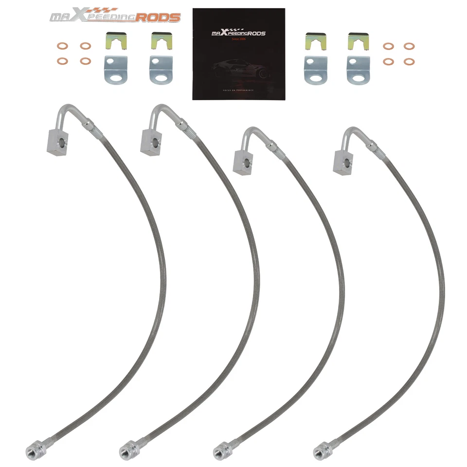 Kit de manguera de freno trenzada delantera y trasera para Jeep Wrangler JK JKU 2007-2018 Foto 2 de 4