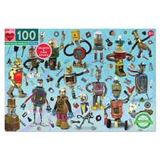 eeBoo: Upcycled Robots 100 Piece Puzzle, Perfect Project for Little Hands