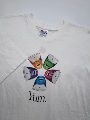 Vintage 90s Apple Yum iMac Think Different Tech T Shirt XXL Short Sleeve White