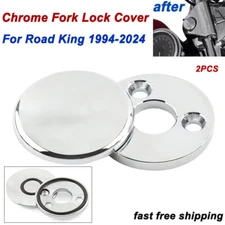 Chrome Fork Lock Cover Cap For Harley Touring Road King Classic FLHR 1994-2024