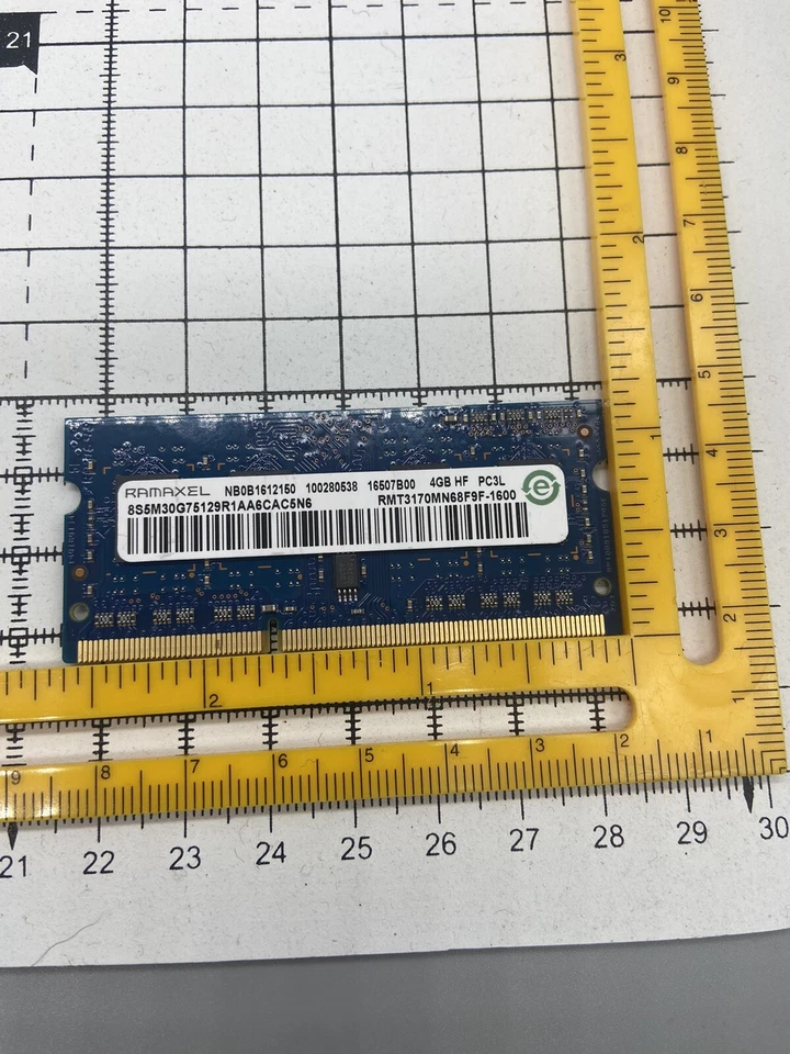 Used RAMAXEL 4GB LAPTOP RAM MEMORY 1Rx8 1.35v PC3L-12800S-11-13-B4 HF RMT3170MN6 - Image 3 of 4