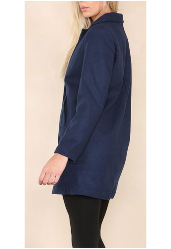 Ladies Italian 2 Pocket Wool Look Long Sleeve Collared Front Button Jacket Coat - Picture 12 of 19