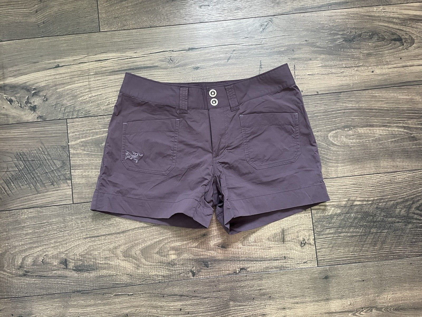 Pantaloncini da donna Arc'teryx viola parapetto nylon escursionistico outdoor 4