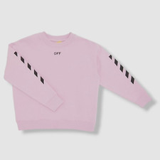  290 Off White Kids Girls Pink Stamp Crewneck Sweatshirt Size 6