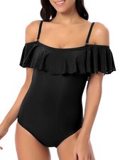 Women Flounce Swimsuit One Piece Off-Shoulder Bathing Suit High Waist Beachwear