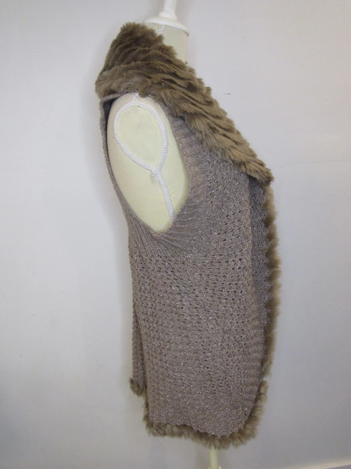 Chaleco Suéter Drama Foster Piel Sintética Borde Chal Cuello Marrón Metálico Chico's 2 Foto 4 de 4