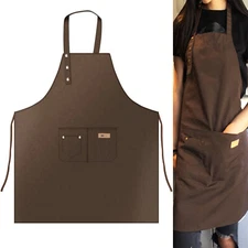 Men Women Adjustable Bib Apron with 3 Pockets Waterproof Kitchen Cooking Apron