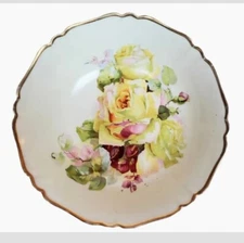 Rudolf Wachter RW Bavaria Porcelain Bowl Floral Transferware Hand Painted Accent