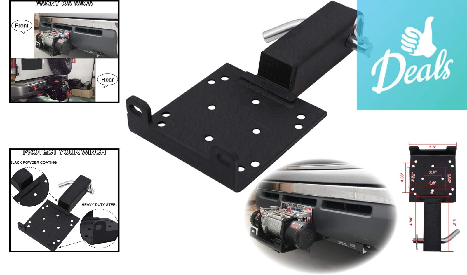 Sturdy Universal Winch Mount Plate Versatile 2" Receiver HeavyDuty Steel eBay