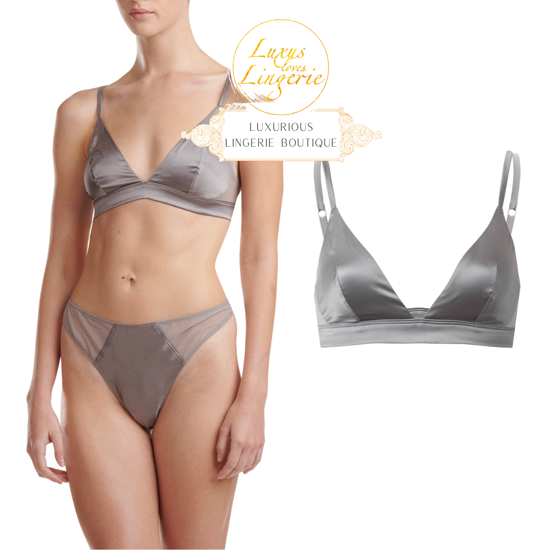 Stretch Silk Triangle Bra By Wolford M Smoke Silver With 92