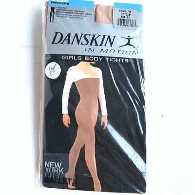 Danskin in Motion Platinum Girls Ultra Soft Microfiber Body Tights 706 Lt Toast