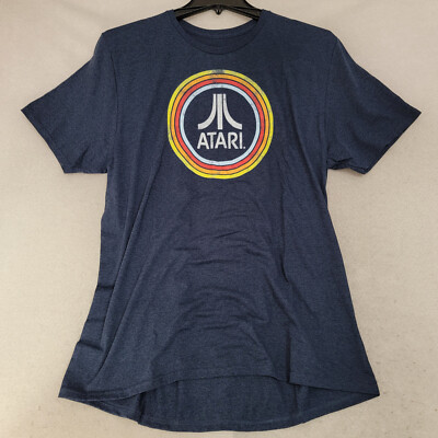 ATARI LOGO SHIRT ADULT EXTRA LARGE XL BLUE NEW RETRO PULLOVER VIDEO GAMER NWT