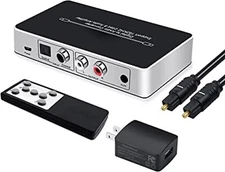 Optical to RCA, Digital to Analog Audio Converter with Remote, (Silver)