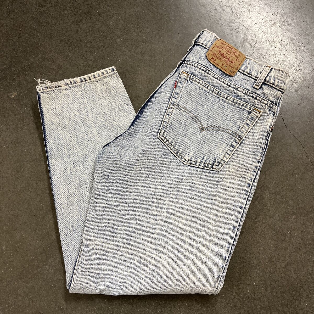 Vintage Levis 550 USA Made Acid Stone Wash Blue Jeans 38 X Vintage Levis 550 USA Made Acid Stone Wash Blue Jeans 38 X