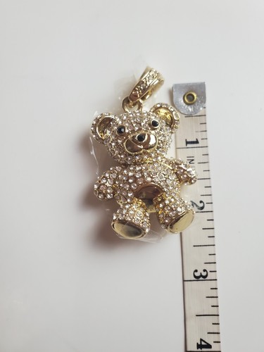 Ciondolo orsacchiotto colore oro bigiotteria bianco strass pesante - Foto 3 di 4