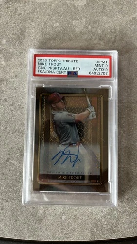 2020 Topps Tribute Mike Trout Red Auto PSA/DNA 9 9