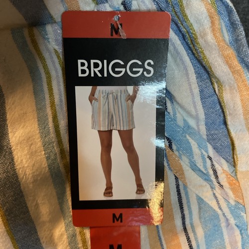 Briggs Blue Stripe Women's Medium Shorts Drawstring Pockets - Picture 5 of 11