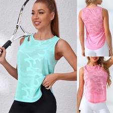 Women Tennis Sports Yoga Tee Summer Mesh Gym Vest Top Sleeveless Tank Shirt Cami