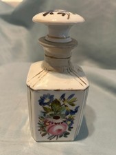 Vintage Old Paris Style Porcelain Perfume Bottle Floral Gold Gilt Vanity