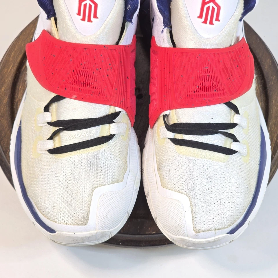 Кроссовки баскетбольные Nike Kyrie 6 США молодежные 5,5 лет белые красные синие BQ5599-102 - Изображение 3 из 4
