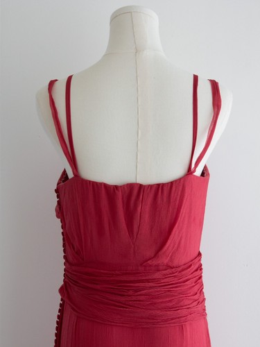 Christian Dior By John Galliano 2000s Watermelon Pink Ruched Silk Dress - Picture 10 of 14
