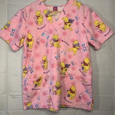 Wonderful World Of Disney Winnie the Pooh Piglet V-Neck Scrub Top Women's Small