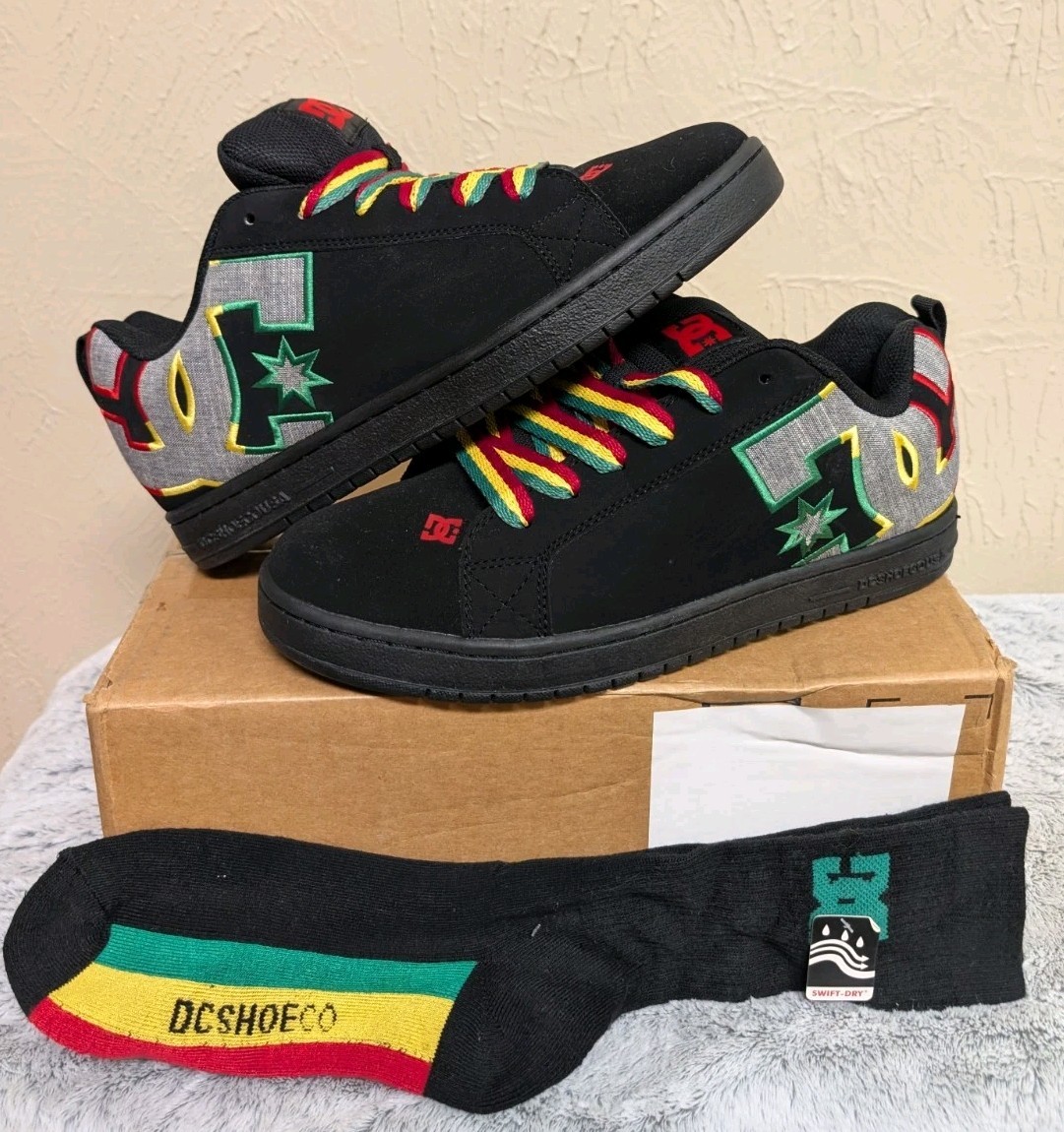 2013 DC Shoes Mens Court Graffik SE Black/Rastafari SZ 11 Lt