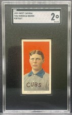 1909 T206 Sweet Caporal 150 - Mordecai Brown Cubs Portrait HOF SGC 2 GD CENTERED