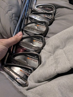 Right Cobra King F6 iron set.6-PW.+ King f9 sand wedge. Graphite stiff