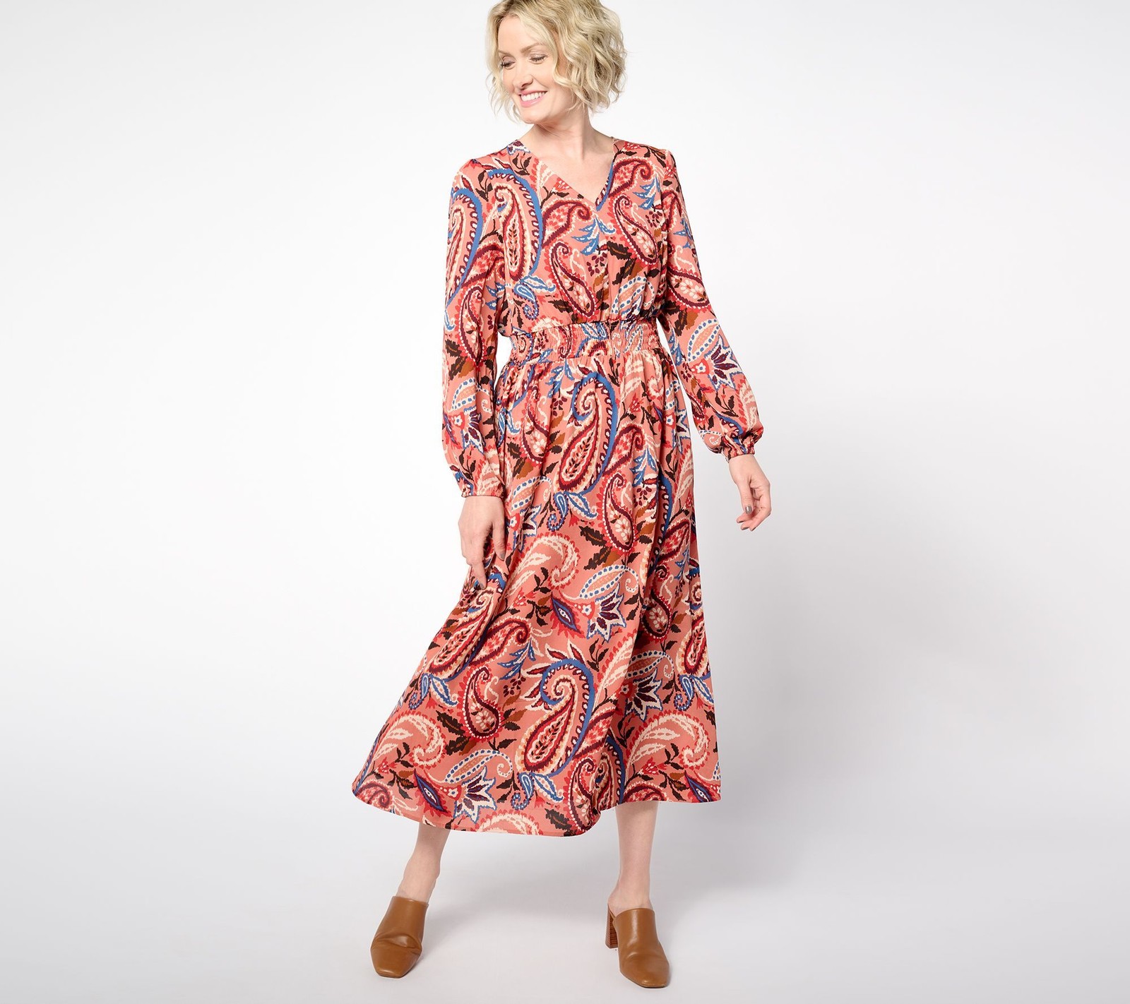 Belle by Kim Gravel Women's Dress Sz XL Rustic Paisley Pink A652506