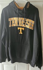 Tennessee Volunteers Hoodie Mens Large Gray Orange Spell Out Fleece Sweatshirt *