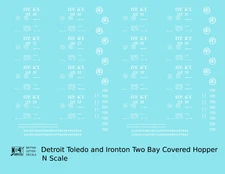 K4 N Scale Decals Detroit, Toledo and Ironton Covered Hopper White Round Herald