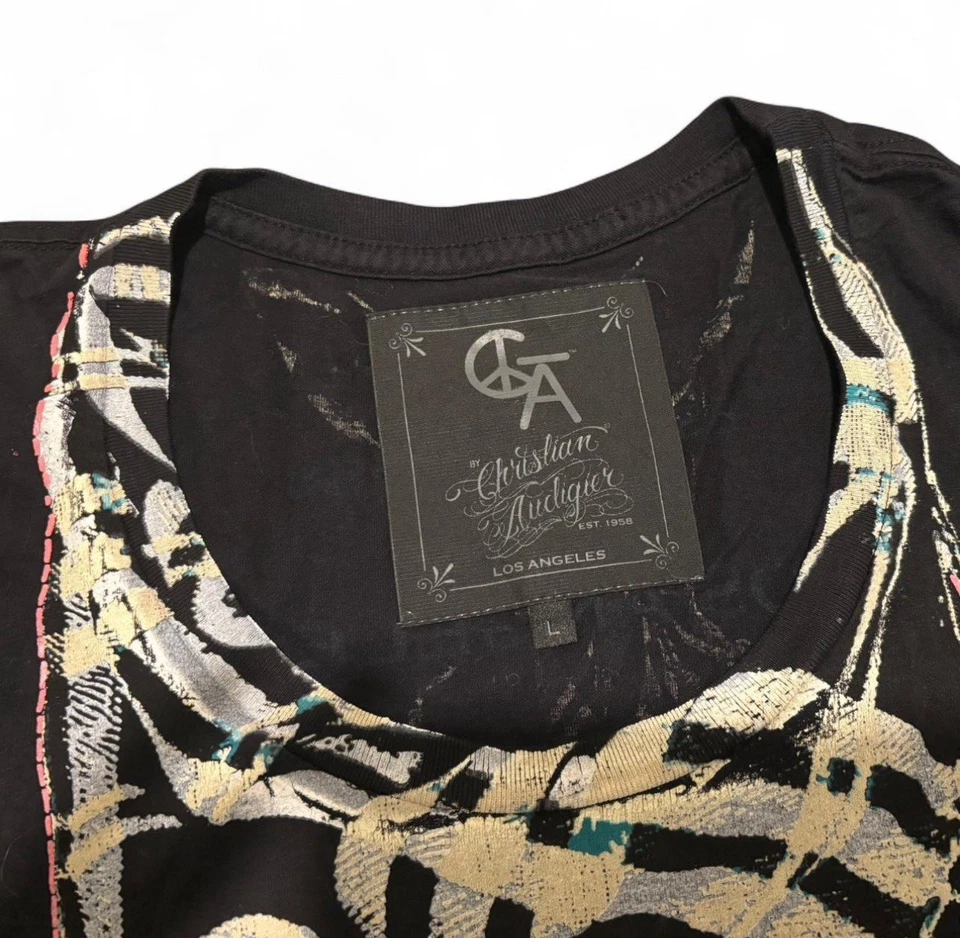 Camiseta Bling De Colección Christian Audigier Gráfico Top L Y2K Ed Hardy Streetwear Foto 4 de 4
