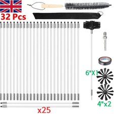 32x Flexible Chimney Sweep Set Flue Sweeping Brush & Rod Kit Soot Cleaning Rods