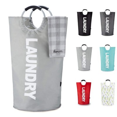 100L Light Grey Collapsible Laundry Hamper, Large Washing Bin with Handles