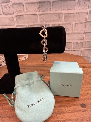 Vtg 2000 Tiffany & Co 925 750 Gold Silver Heart Link Chain