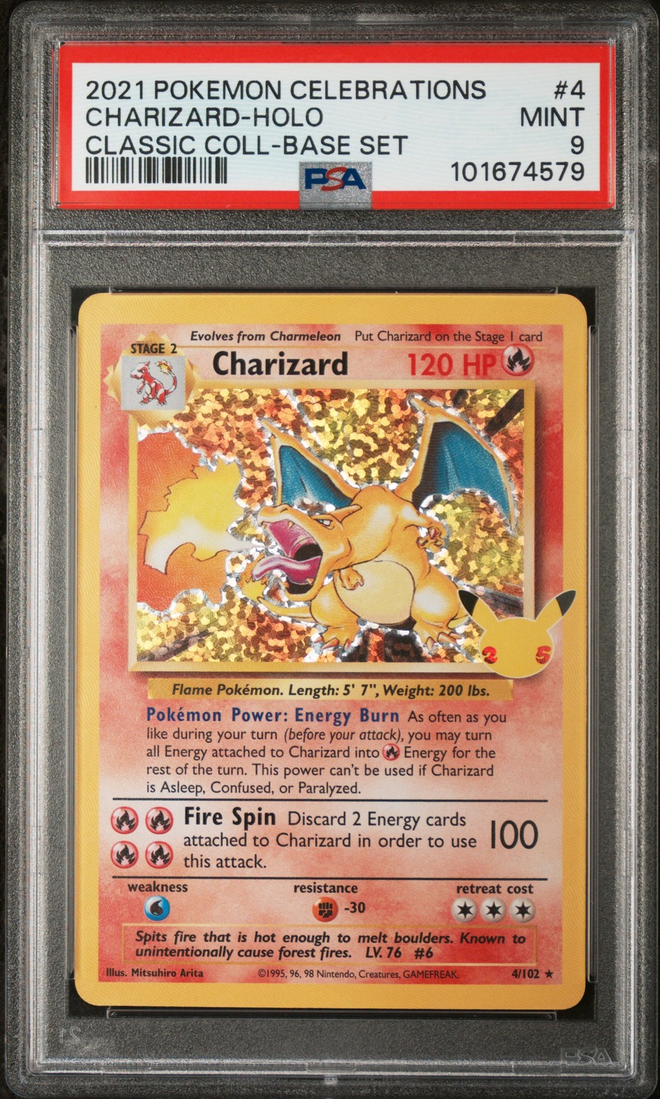 2021 POKEMON CELEBRATIONS CLASSIC COLL #4 CHARIZARD-HOLO PSA 9