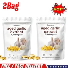 2X 300Pcs Aged Garlic Extract Softgels,Odorless | Heart & ImmuneSupport,7500Mg
