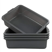 4 Pack Bus Tubs Commercial Tote Box Plastic 13L Capacity Grey Food Storage