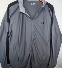 Under Armour Jacket Mens 3XL Fitted Style Gray Polyester Full Zip Pockets Track