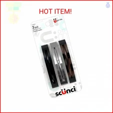 Scunci Thick Hair Open Slide Metal Barrettes 3-Pcs Per Pack (1-Pack)