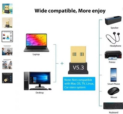 Bluetooth 5.3 USB Adapter Stick Transmitter Dongle PC Laptop Notebook Tastatur