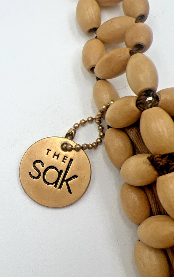 El SAK De Colección Madera Boho Chic Cartera con Cuentas Bolso de Mano Bolso de Hombro Cartera Bandolera Foto 3 de 4