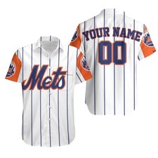 New York Mets Jersey Inspired Personalized Hawaiian Shirt