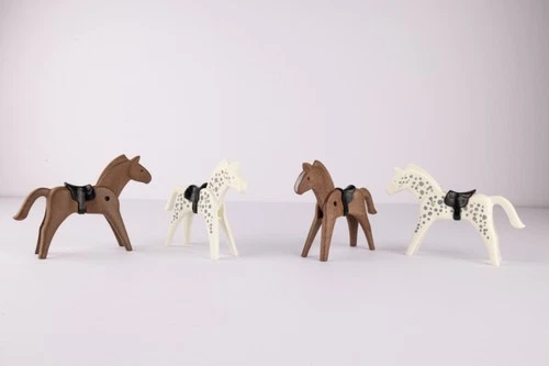 PlayMobil Vintage Horses - Brown Horse and Spotted White Horse with Saddles