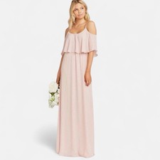 Show Me Your Mumu Caitlin Ruffle Maxi dress Dusty Blush XS Bridesmaid Fairycore