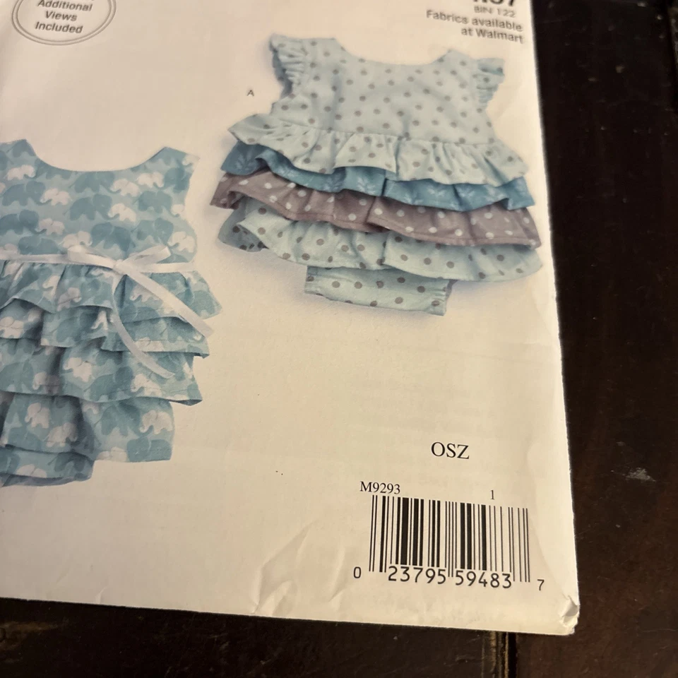 McCalls Stitch 'n Save BABY ROMPERS s-xxl & HAT xs-xl Sewing Pattern M9293 UNCUT - Image 2 of 4
