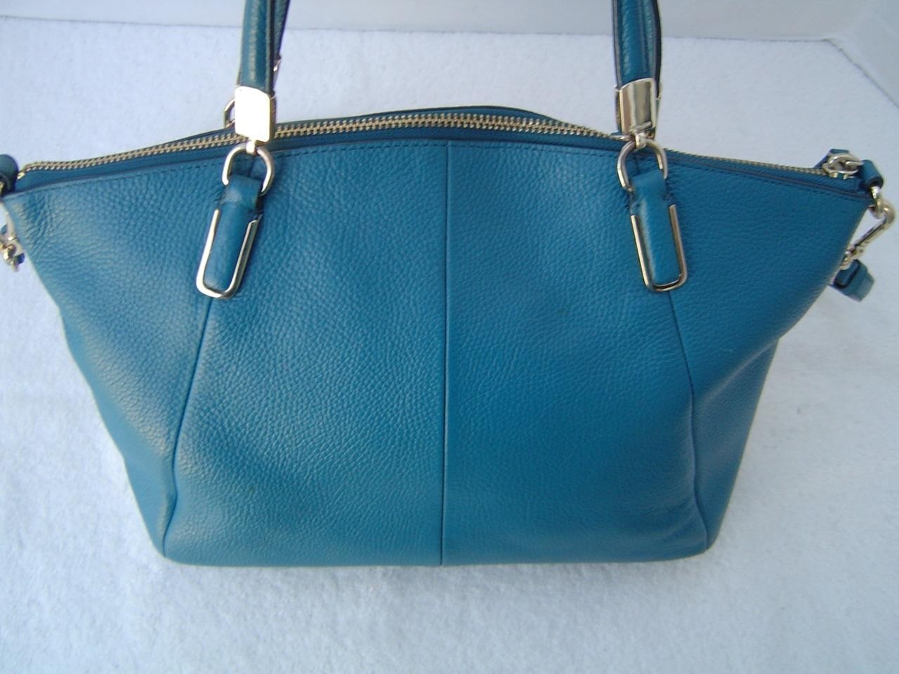 AUTHENTIC COACH BLUE PEBBLE LEATHER KELSEY SATCHEL  #33733  EUC thumbnail 4